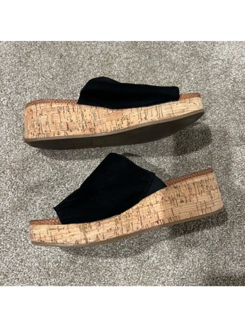 Black Cork Platform Mule Sandals Size 6.5